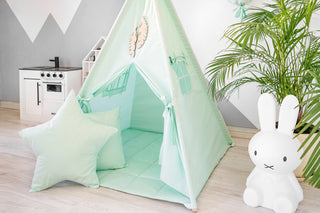 Mint Green Kids Teepee Tent | Handmade Cotton Indoor Play Tent