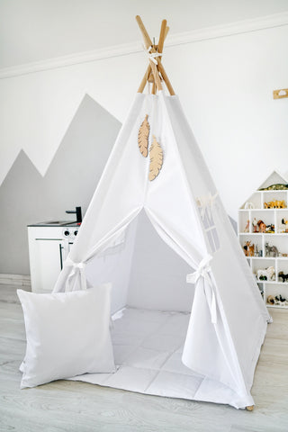 White Kids Teepee Tent | Handmade Cotton Play Tent, Gender Neutral
