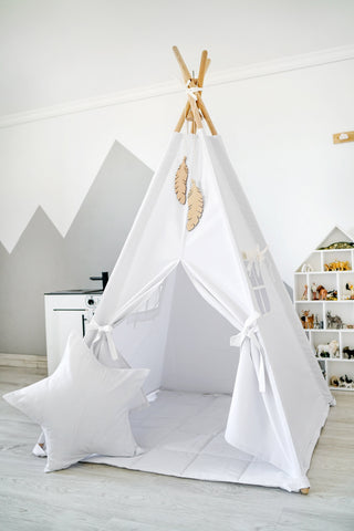 White Kids Teepee Tent | Handmade Cotton Play Tent, Gender Neutral