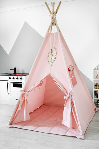 Blush Pink Teepee Tent for Kids | Handmade Cotton Indoor Play Tent