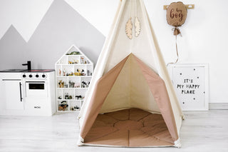 Caramel Accent Kids Teepee Tent | Large Handmade Kids Play Tent, 5 Poles