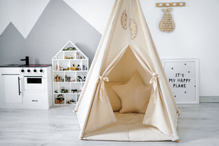 Cream Kids Teepee Tent | Large 5-Pole Handmade Cotton Play Tent