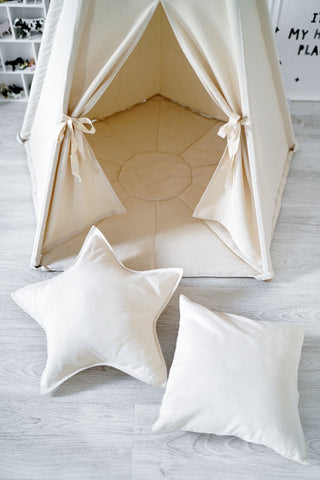 Cream Kids Teepee Tent | Large 5-Pole Handmade Cotton Play Tent