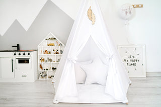 White Kids Teepee Tent | Large Handmade Cotton Teepee for Kids Room