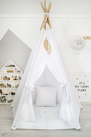 White Kids Teepee Tent | Large Handmade Cotton Teepee for Kids Room