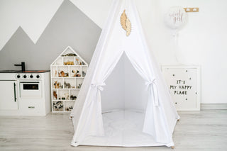 White Kids Teepee Tent | Large Handmade Cotton Teepee for Kids Room