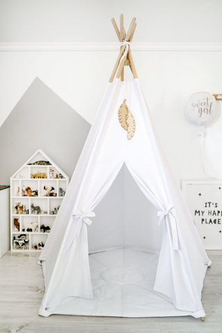 White Kids Teepee Tent | Large Handmade Cotton Teepee for Kids Room