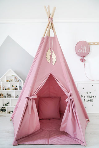 Raspberry Girls Teepee Tent | Large 5-Pole Handmade Indoor Play Tent