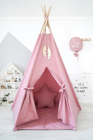Raspberry Girls Teepee Tent | Large 5-Pole Handmade Indoor Play Tent