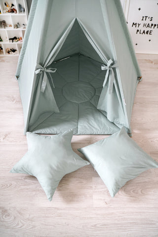 Sage Green Kids Teepee Tent | Large 5-Pole Handmade Cotton Play Tent
