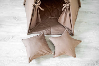 Brown Kids Teepee Tent | Large 5-Pole Handmade Cotton Play Tent