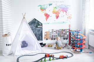White Kids Teepee with Pom Poms | Handmade Cotton Play Tent, Gender Neutral