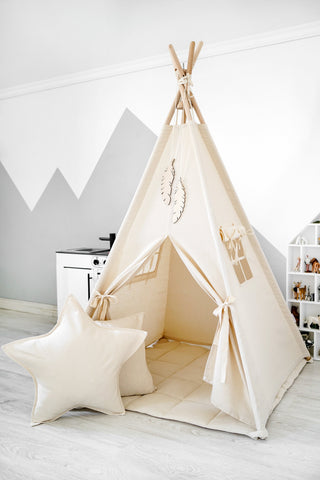 Personalized Kids Teepee Tent | Handmade Natural Cotton Indoor Play Tent