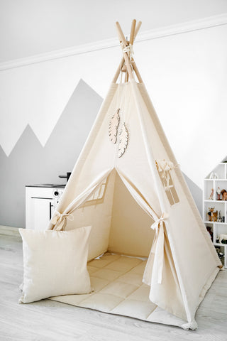 Personalized Kids Teepee Tent | Handmade Natural Cotton Indoor Play Tent