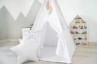 White Kids Teepee Tent | Handmade Cotton Play Tent, Gender Neutral