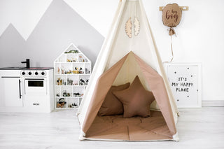 Caramel Accent Kids Teepee Tent | Large Handmade Kids Play Tent, 5 Poles