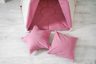 Raspberry Accent Girls Teepee Tent | 5-Pole Handmade Cotton Indoor Teepee