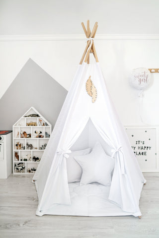 White Kids Teepee Tent | Large Handmade Cotton Teepee for Kids Room