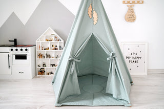 Sage Green Kids Teepee Tent | Large 5-Pole Handmade Cotton Play Tent