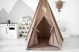 Brown Kids Teepee Tent | Large 5-Pole Handmade Cotton Play Tent