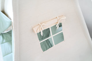 Natural and Sage Mint Kids Teepee Tent | Handmade Cotton Play Tent