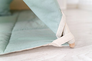 Natural and Sage Mint Kids Teepee Tent | Handmade Cotton Play Tent