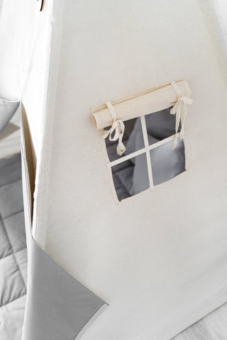 Natural and Grey Kids Teepee Tent | Handmade Cotton Indoor Play Tent