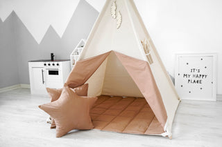 Natural and Caramel Kids Teepee Tent | Handmade Cotton Play Tent