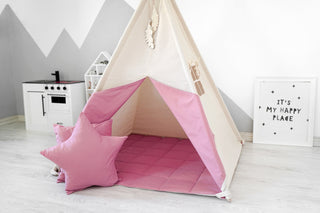 Natural and Rose Kids Teepee Tent | Handmade Cotton Kids Play Tent