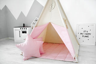 Natural and Pink Kids Teepee Tent | Handmade Cotton Play Tent for Girls