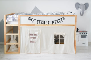 IKEA KURA Bed Curtains - Ivory Cotton with Door and Window