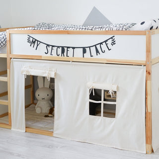 IKEA KURA Bed Curtains - Ivory Cotton with Door and Window