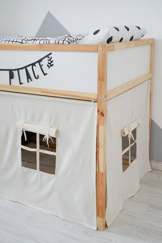 IKEA KURA Bed Curtains - Ivory Cotton with Door and Window