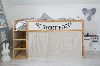 IKEA KURA Bed Curtains - Ivory Cotton with Door and Window