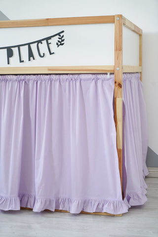 IKEA KURA Bunk Bed Curtains with Ruffles - Lilac Cotton