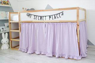 IKEA KURA Bunk Bed Curtains with Ruffles - Lilac Cotton