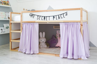 IKEA KURA Bunk Bed Curtains with Ruffles - Lilac Cotton
