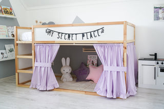 IKEA KURA Bunk Bed Curtains with Ruffles - Lilac Cotton