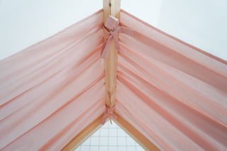 House Bed Curtains - Blush Pink Drape Panels for Montessori House Bed