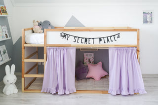 IKEA KURA Bunk Bed Curtains with Ruffles - Lilac Cotton