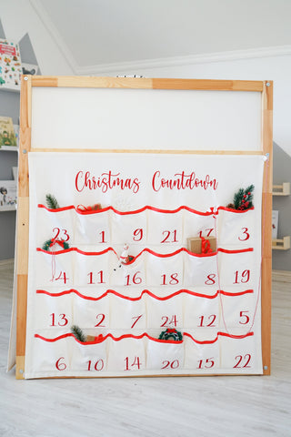 IKEA Kura Bunk Bed Curtains - Christmas Advent Calendar Side Panel with 24 Pockets