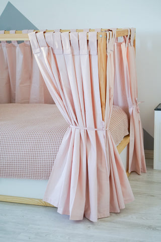 IKEA KURA Floor Bed Curtains - Blush Pink Full-Length Tab Top Cotton