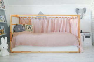 IKEA KURA Floor Bed Curtains - Blush Pink Full-Length Tab Top Cotton