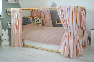IKEA KURA Floor Bed Curtains - Blush Pink Full-Length Tab Top Cotton