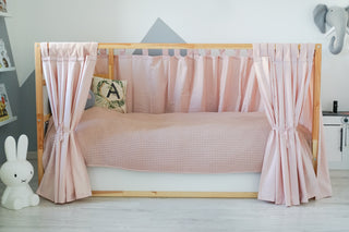 IKEA KURA Floor Bed Curtains - Blush Pink Full-Length Tab Top Cotton
