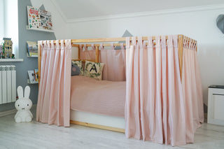 IKEA KURA Floor Bed Curtains - Blush Pink Full-Length Tab Top Cotton