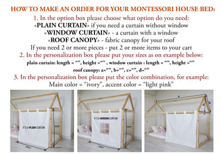 Montessori Bed Curtains, House Bed Curtains, House Bed Canopy, Customized Montessori Bed Canopy, Canopy for Bed Frame, House Bed Tent