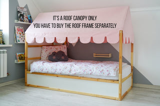 Curtains for IKEA Kura House Bed - Loop Top Panels with Scallop Roof Canopy