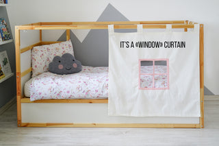 Curtains for IKEA Kura House Bed - Loop Top Panels with Scallop Roof Canopy