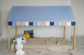 Montessori House Bed Canopy - Scallop Edge with Custom Color Combination